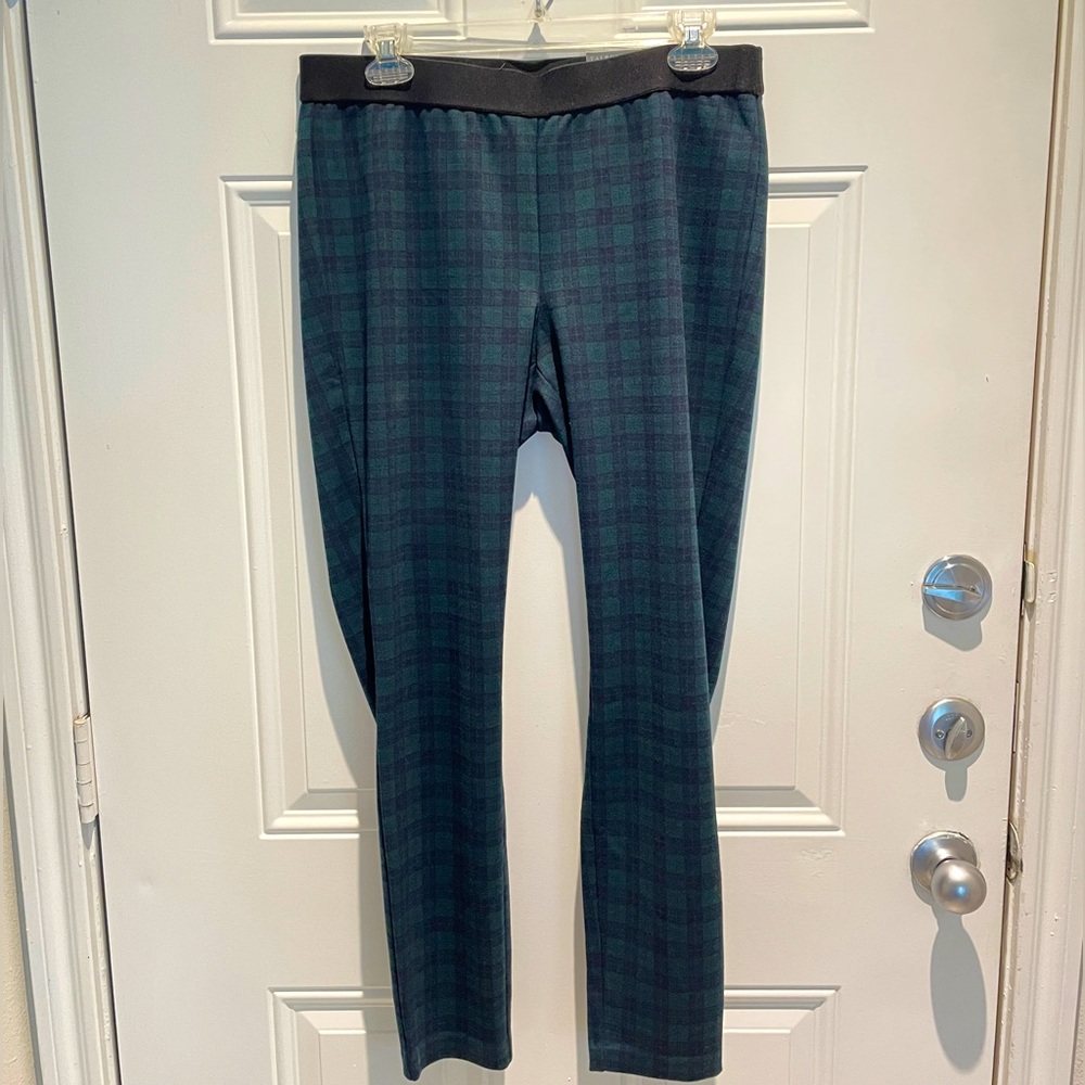 Talbots Plaid Blue Green High Rise Soho Legging Skinny Leg Pant Size 12